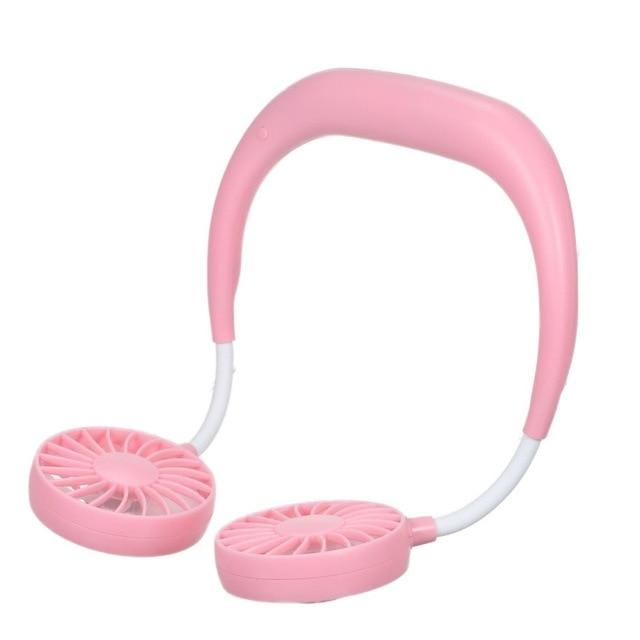 USB Rechargeable Wearable Portable Hand Free Neckband Fan  Personal Mini Neck Double Fans 3 Speed Adjustable for Ourdoor