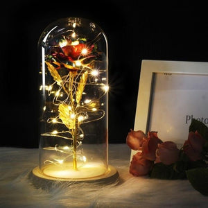 Best seller Beauty And The Beast Galaxy Rose In Glass Dome White Base For Deco Valentine's Day Gifts Christmas LED Rose Lamps