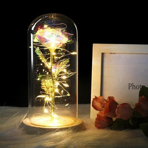 Best seller Beauty And The Beast Galaxy Rose In Glass Dome White Base For Deco Valentine's Day Gifts Christmas LED Rose Lamps