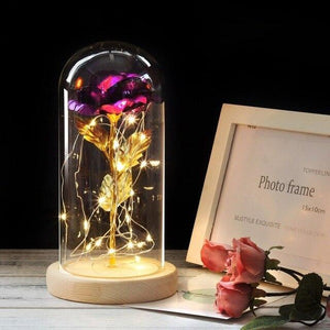 Best seller Beauty And The Beast Galaxy Rose In Glass Dome White Base For Deco Valentine's Day Gifts Christmas LED Rose Lamps