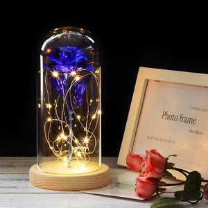 Best seller Beauty And The Beast Galaxy Rose In Glass Dome White Base For Deco Valentine's Day Gifts Christmas LED Rose Lamps