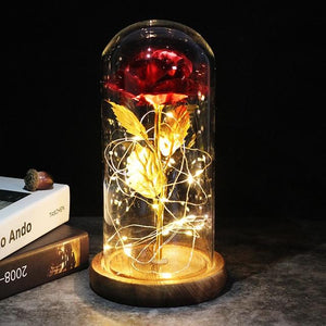 Best seller Beauty And The Beast Galaxy Rose In Glass Dome White Base For Deco Valentine's Day Gifts Christmas LED Rose Lamps