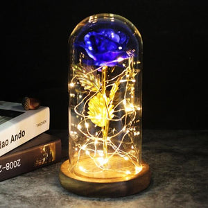 Best seller Beauty And The Beast Galaxy Rose In Glass Dome White Base For Deco Valentine's Day Gifts Christmas LED Rose Lamps