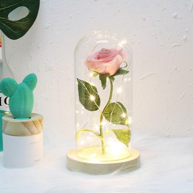 Best seller Beauty And The Beast Galaxy Rose In Glass Dome White Base For Deco Valentine's Day Gifts Christmas LED Rose Lamps