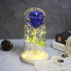 Best seller Beauty And The Beast Galaxy Rose In Glass Dome White Base For Deco Valentine's Day Gifts Christmas LED Rose Lamps