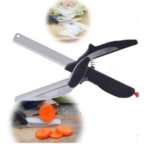 2 in 1 Utility Scissors Knife&Board Smart Chef Stainless Steel Ourdoor Meat Potato Cheese Vegetable Kitchen