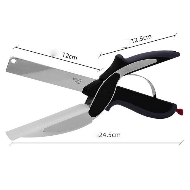 2 in 1 Utility Scissors Knife&Board Smart Chef Stainless Steel Ourdoor Meat Potato Cheese Vegetable Kitchen