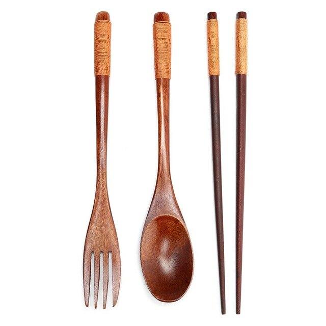 4pcs Portable Tableware Set Stainless Steel Spoon Fork Steak Knife Dinner Set Cutlery Outdoors Camping Travel Tableware with Bag