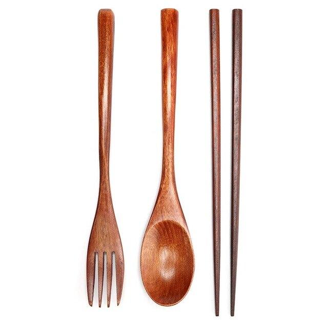 4pcs Portable Tableware Set Stainless Steel Spoon Fork Steak Knife Dinner Set Cutlery Outdoors Camping Travel Tableware with Bag