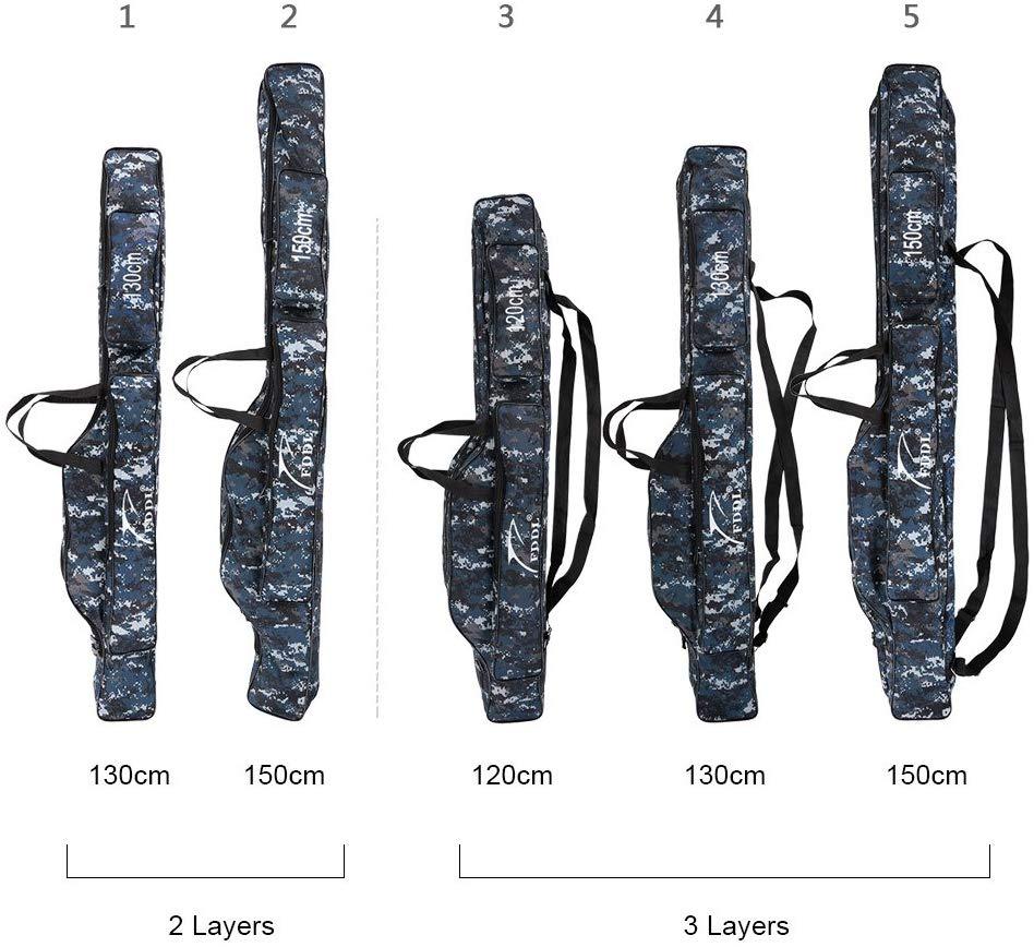 Foldable Fishing Bag Ourdoor Canvas Oxford Cloth Fishing Tackle Storage Bags 2/3 layer Folding Fishing Rod Reel Bag