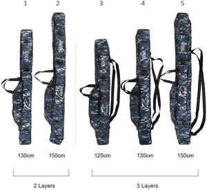 Foldable Fishing Bag Ourdoor Canvas Oxford Cloth Fishing Tackle Storage Bags 2/3 layer Folding Fishing Rod Reel Bag