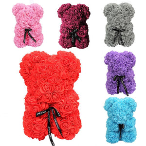 VIP Best seller 25cm Red Rose Bear Artificial Flower New Year Gifts for Women Valentines Gift Christmas Teddi Bear Rose