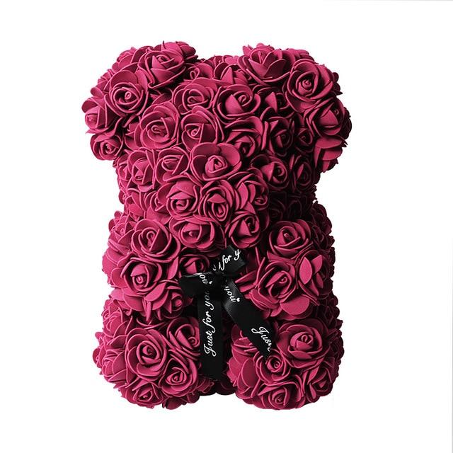 VIP Best seller 25cm Red Rose Bear Artificial Flower New Year Gifts for Women Valentines Gift Christmas Teddi Bear Rose