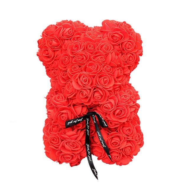 VIP Best seller 25cm Red Rose Bear Artificial Flower New Year Gifts for Women Valentines Gift Christmas Teddi Bear Rose