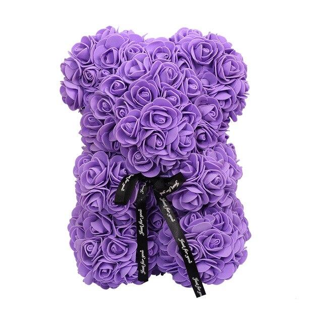 VIP Best seller 25cm Red Rose Bear Artificial Flower New Year Gifts for Women Valentines Gift Christmas Teddi Bear Rose