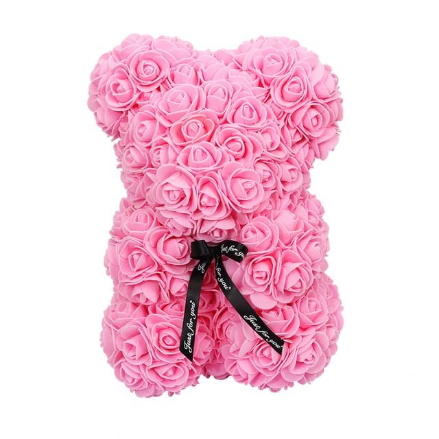 VIP Best seller 25cm Red Rose Bear Artificial Flower New Year Gifts for Women Valentines Gift Christmas Teddi Bear Rose