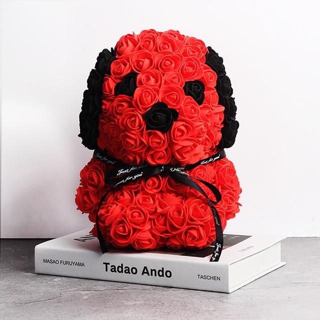 VIP Best seller 25cm Red Rose Bear Artificial Flower New Year Gifts for Women Valentines Gift Christmas Teddi Bear Rose